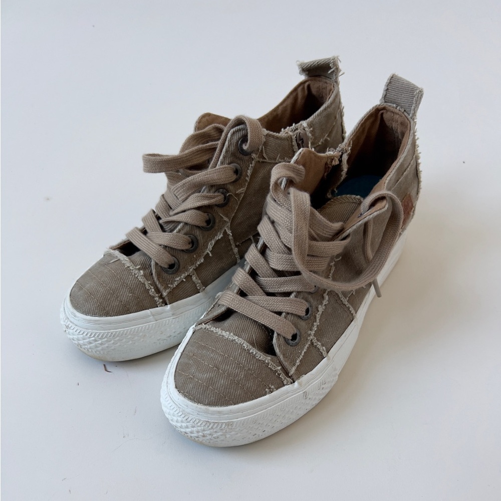 Tan High-Top Sneakers with White Soles